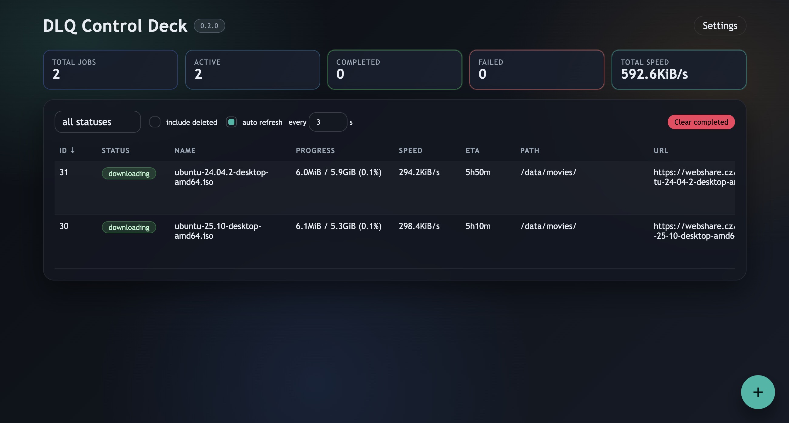 DLQ – web UI showing the live queue